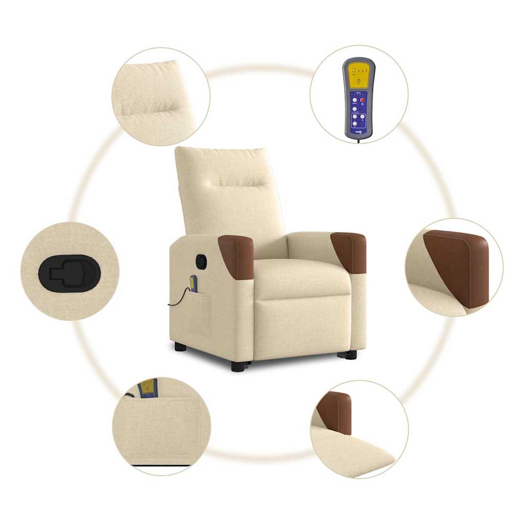 Fauteuil inclinable de massage Crème Tissu - XIOS