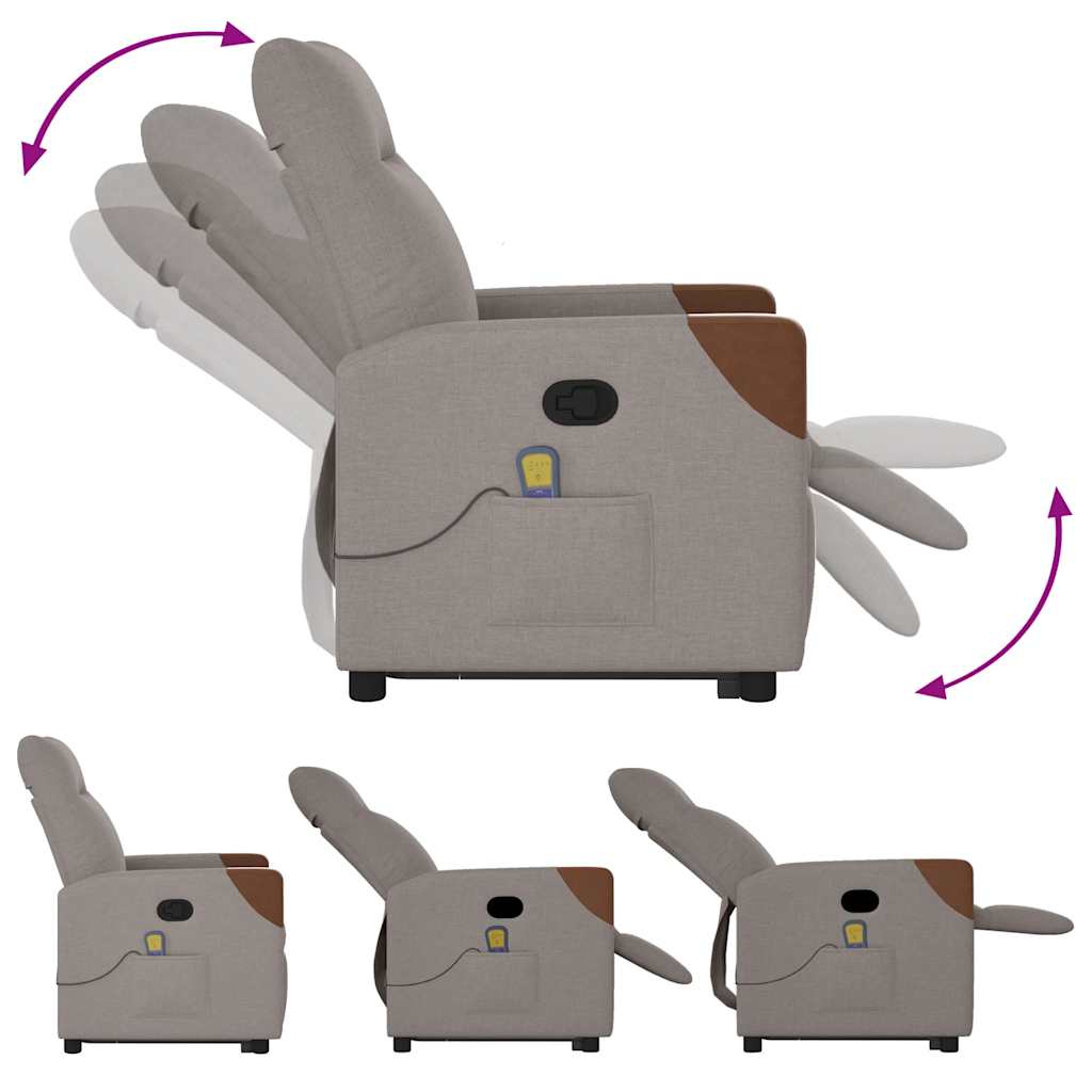 Fauteuil inclinable de massage Taupe Tissu - XIOS