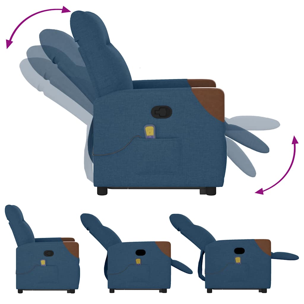 Fauteuil de massage inclinable Bleu Tissu - XIOS