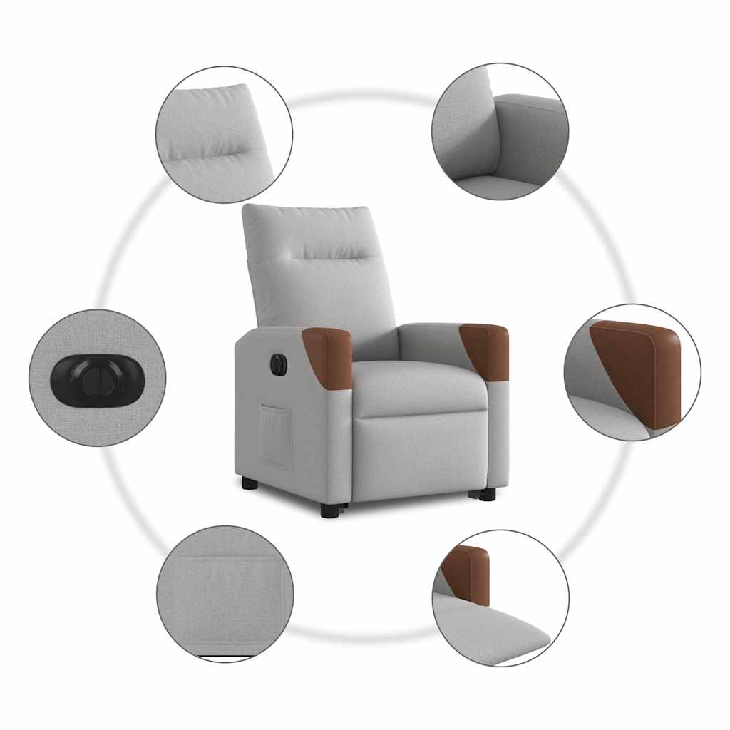 Fauteuil inclinable électrique gris nuage tissu - XIOS
