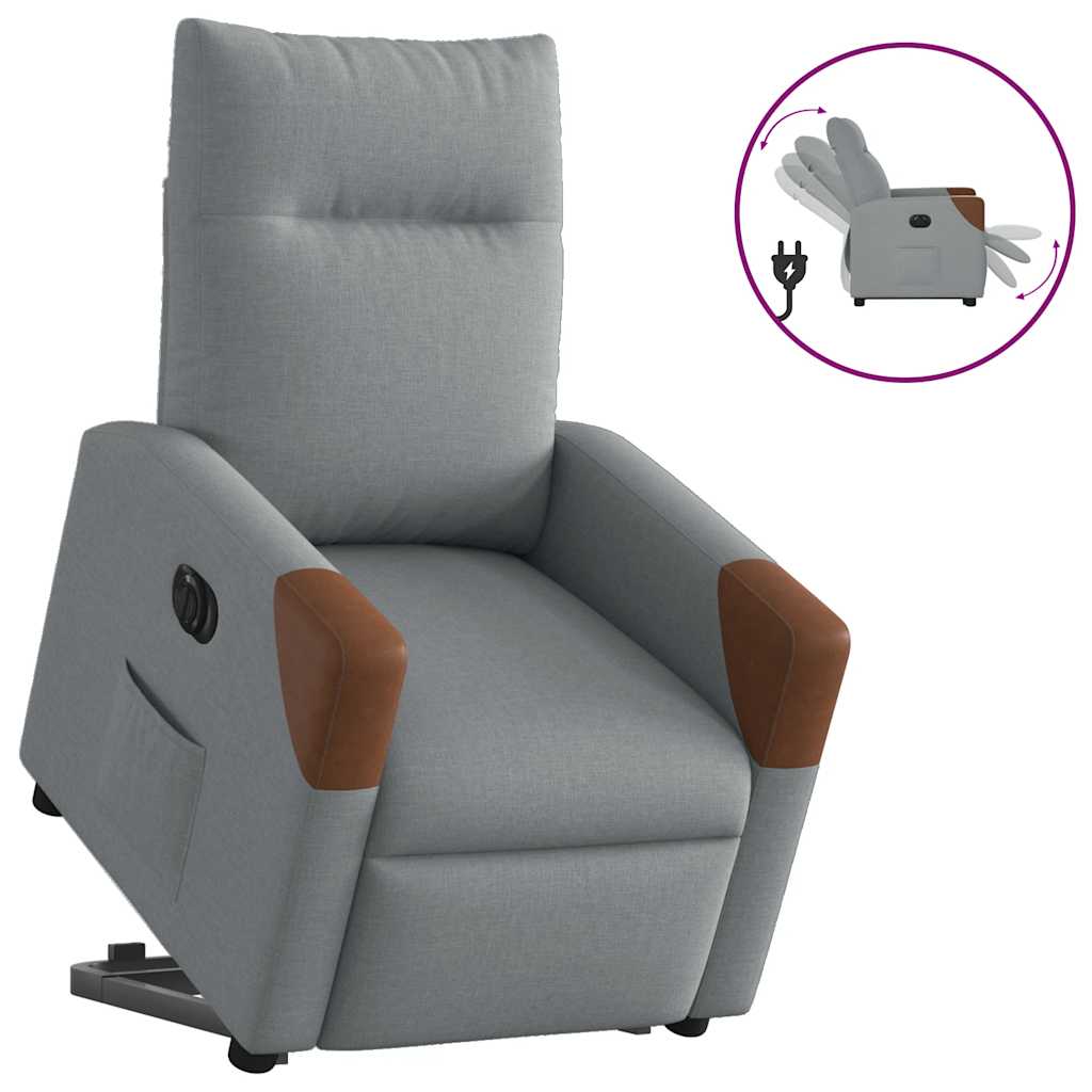 Fauteuil inclinable électrique gris clair tissu - XIOS