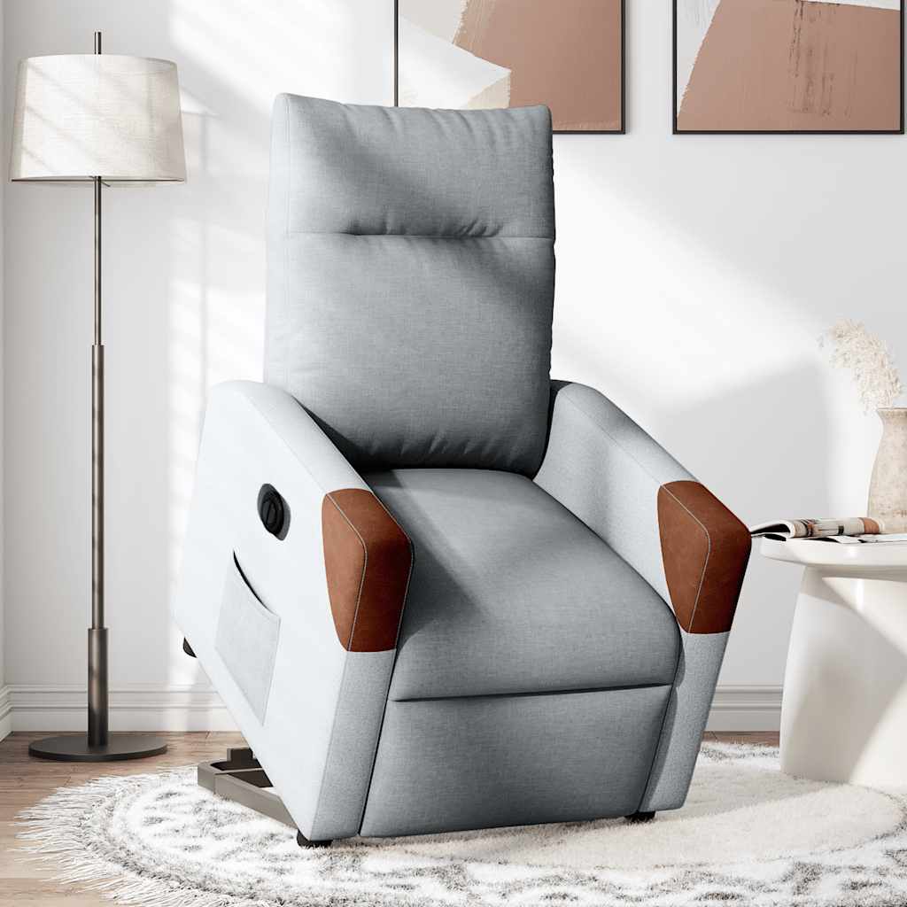 Fauteuil inclinable électrique gris clair tissu - XIOS
