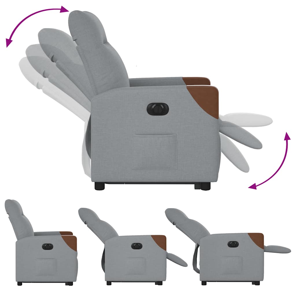 Fauteuil inclinable électrique gris clair tissu - XIOS
