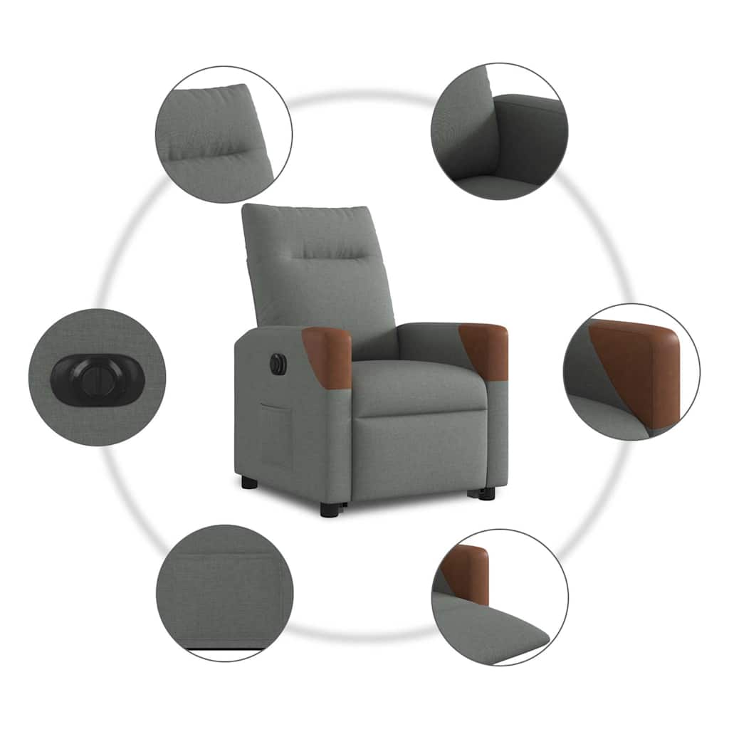 Fauteuil inclinable électrique gris foncé tissu - XIOS
