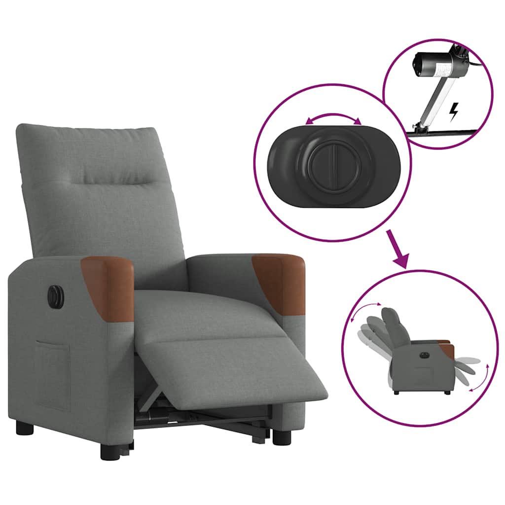 Fauteuil inclinable électrique gris foncé tissu - XIOS