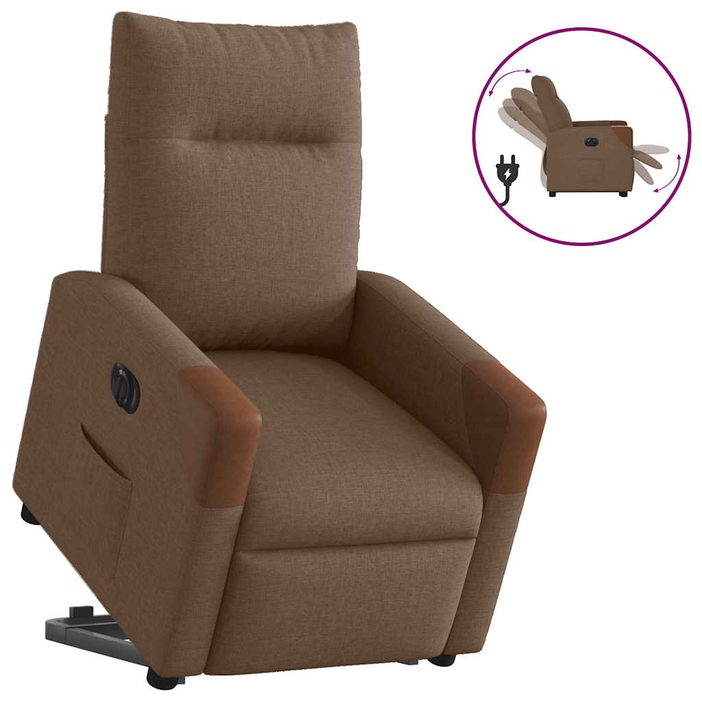 Fauteuil inclinable électrique marron tissu - XIOS