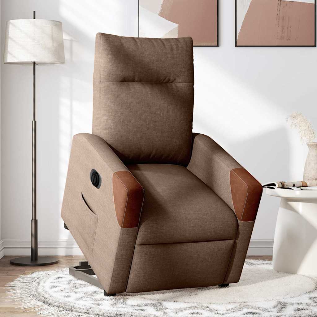 Fauteuil inclinable électrique marron tissu - XIOS