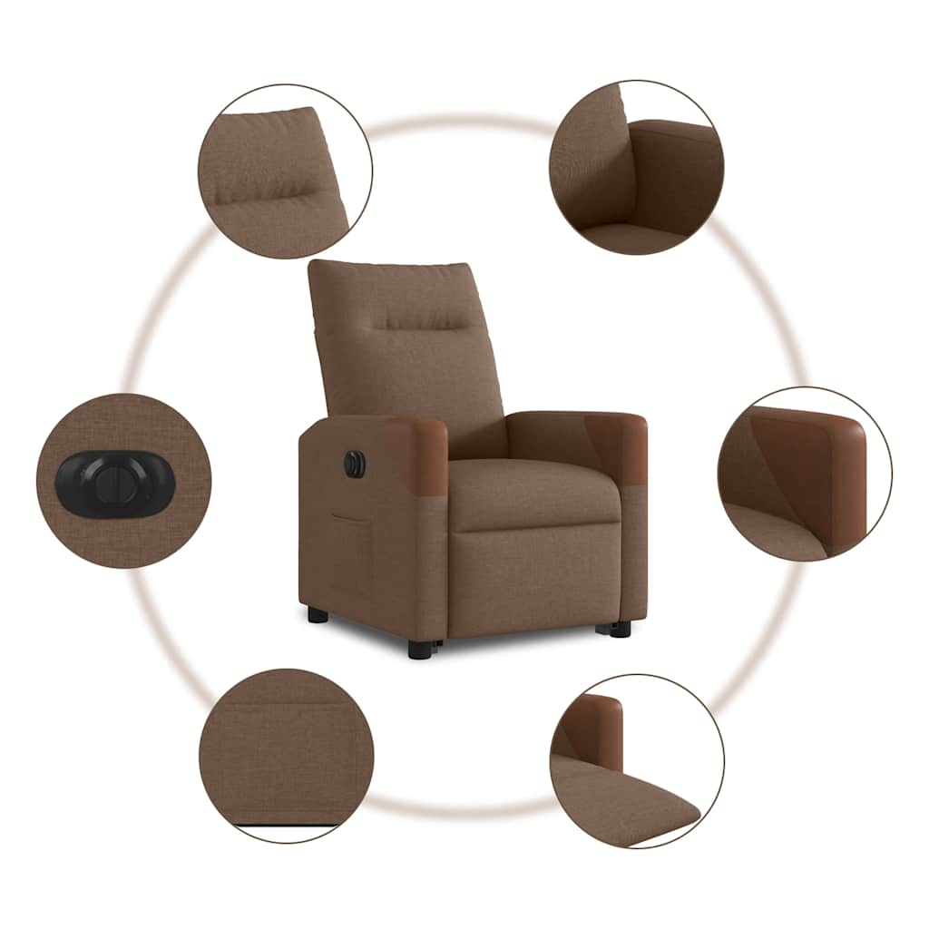 Fauteuil inclinable électrique marron tissu - XIOS