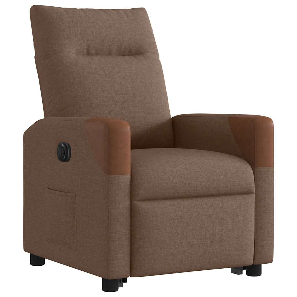 Fauteuil inclinable électrique marron tissu - XIOS