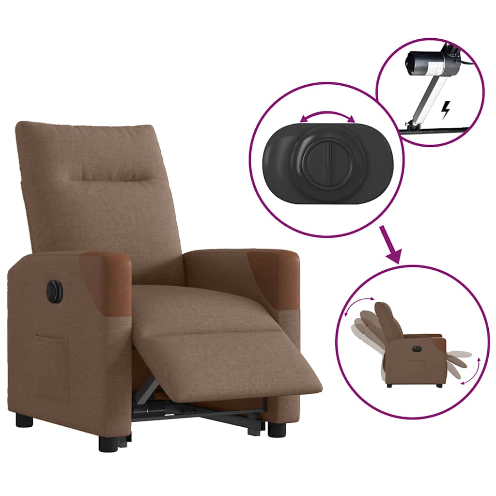 Fauteuil inclinable électrique marron tissu - XIOS