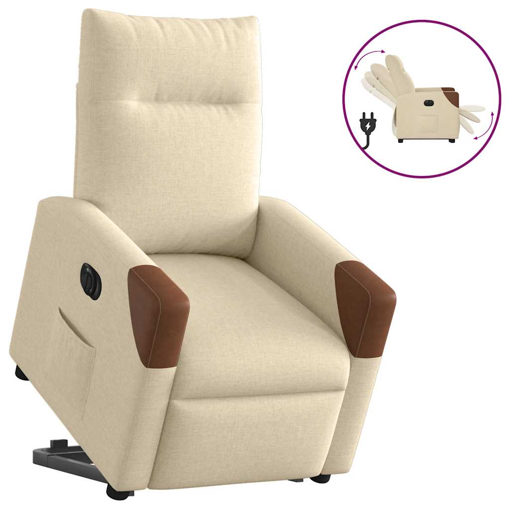 Fauteuil inclinable électrique crème tissu - XIOS