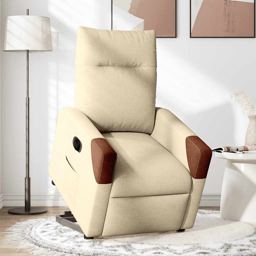 Fauteuil inclinable électrique crème tissu - XIOS