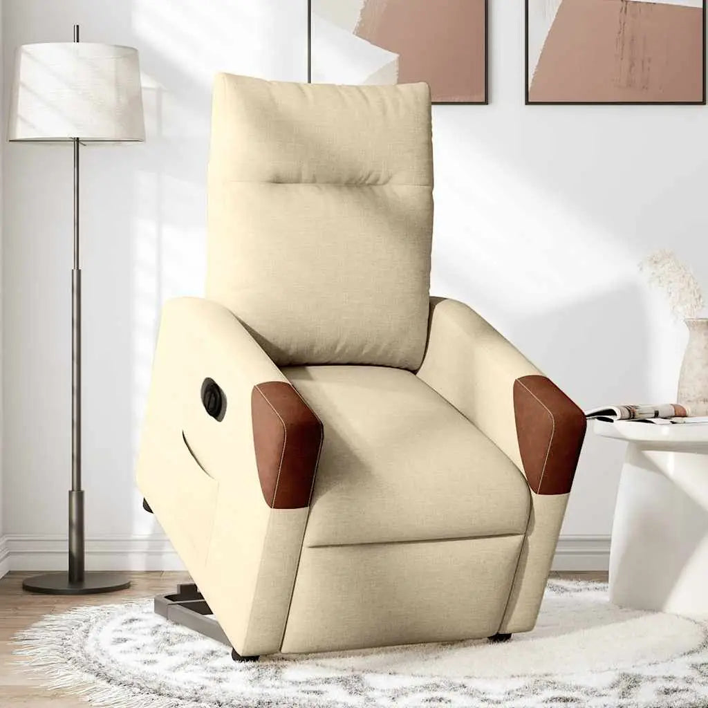 Fauteuil inclinable électrique crème tissu - XIOS