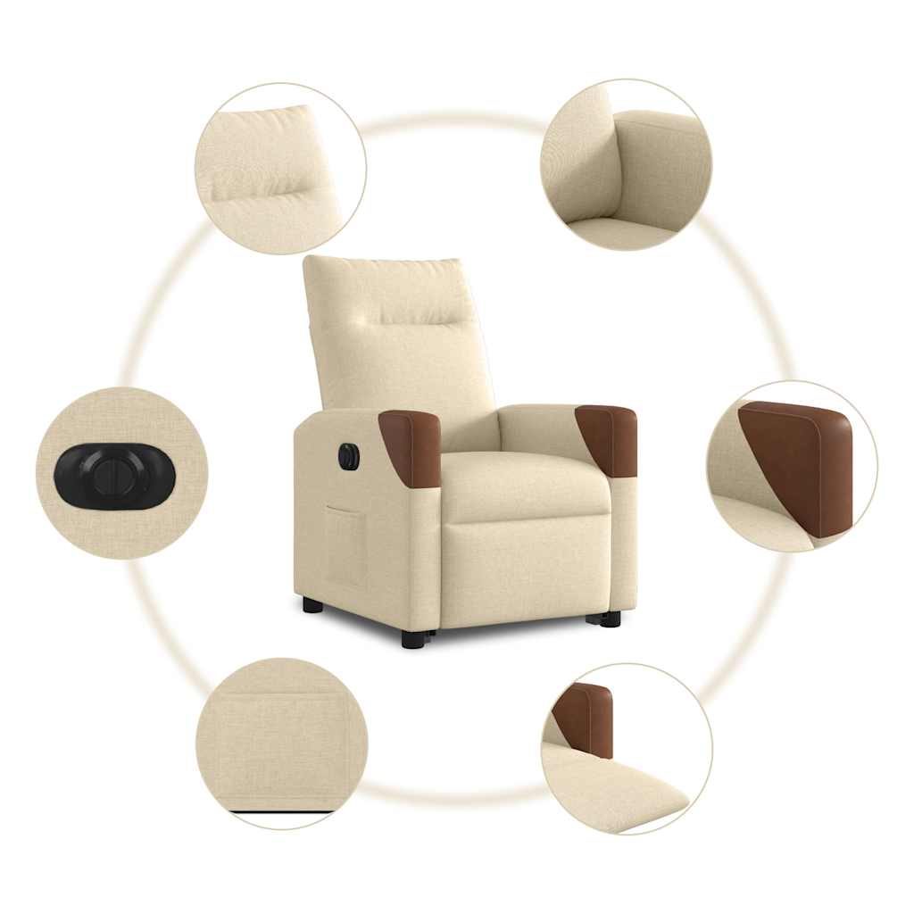 Fauteuil inclinable électrique crème tissu - XIOS