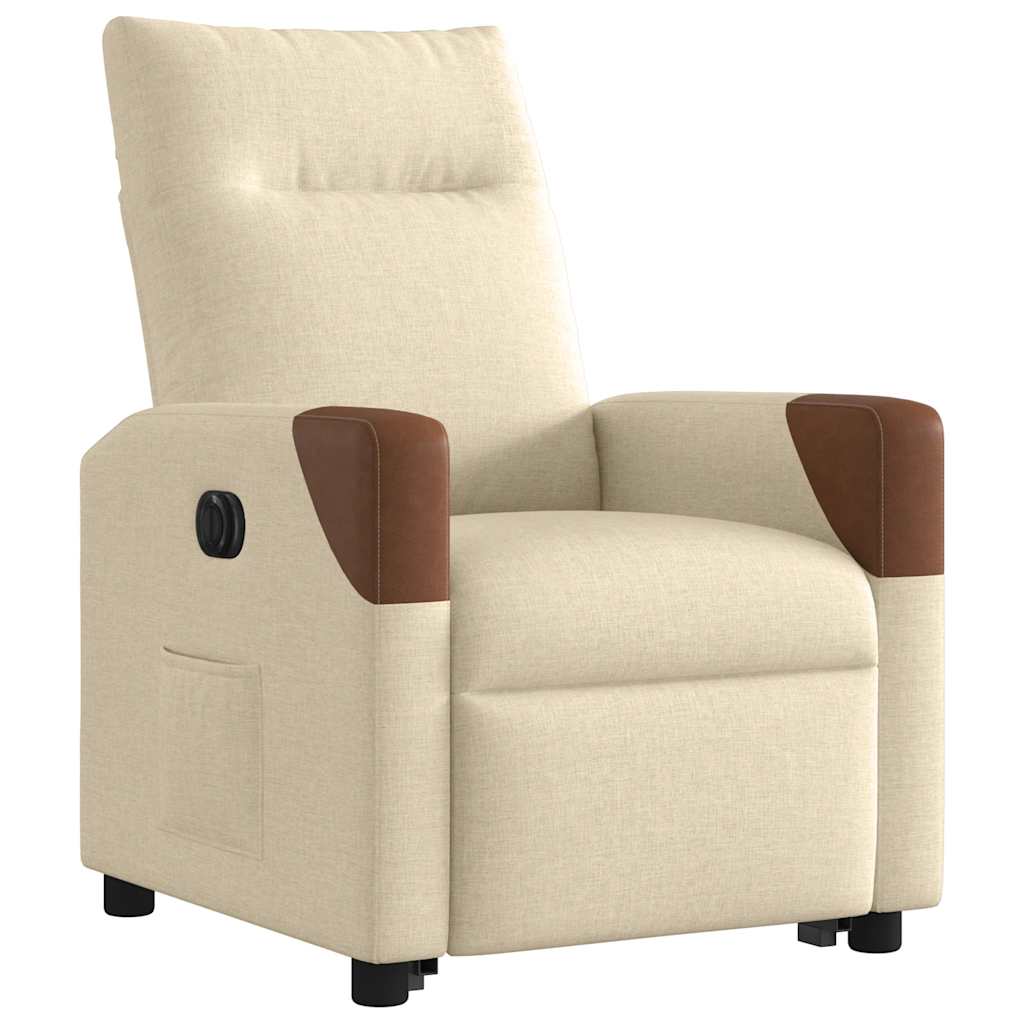 Fauteuil inclinable électrique crème tissu