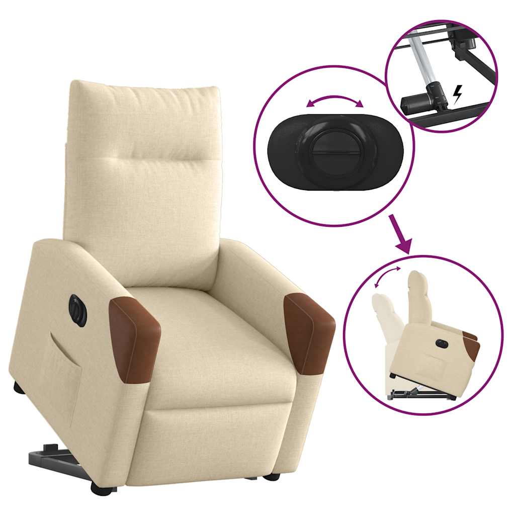 Fauteuil inclinable électrique crème tissu - XIOS