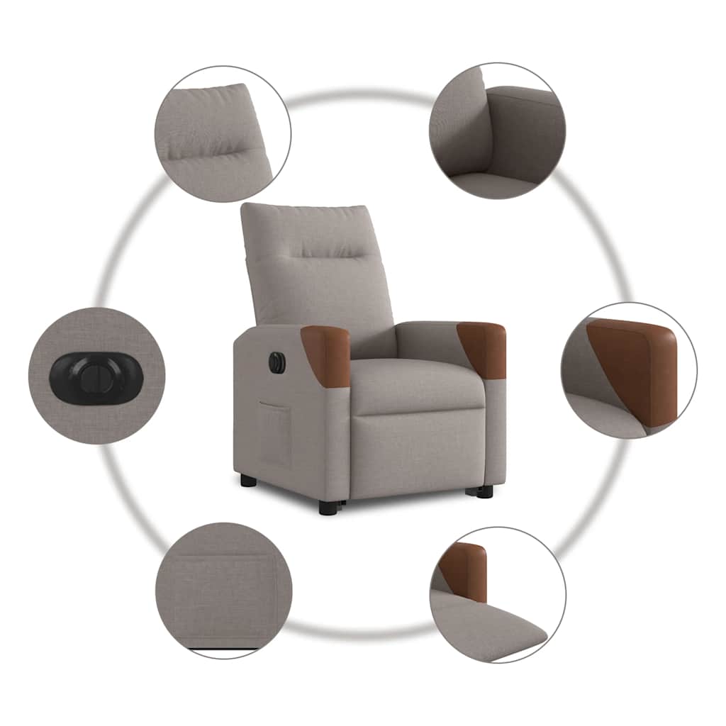 Fauteuil inclinable électrique taupe tissu - XIOS