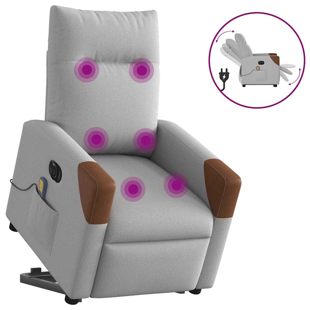 Fauteuil inclinable de massage électrique gris nuage tissu - XIOS