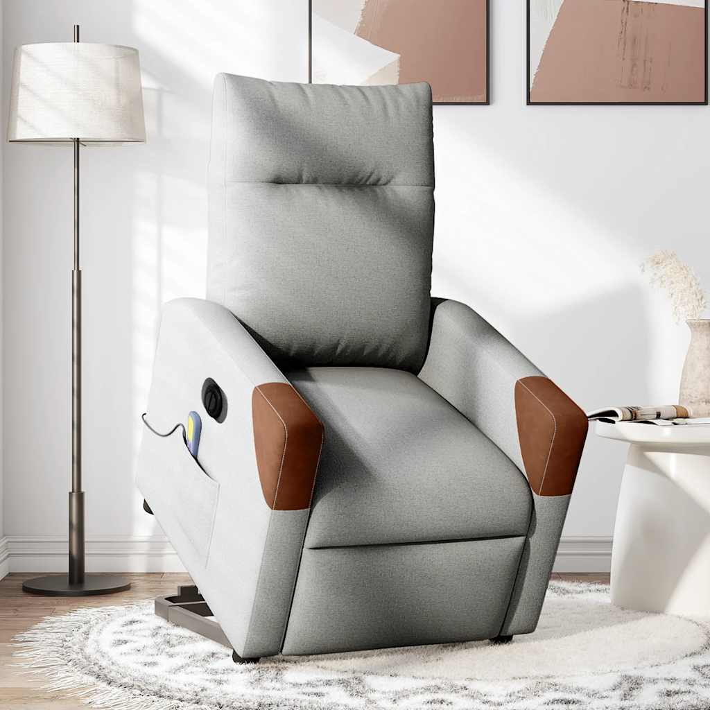 Fauteuil inclinable de massage électrique gris nuage tissu - XIOS