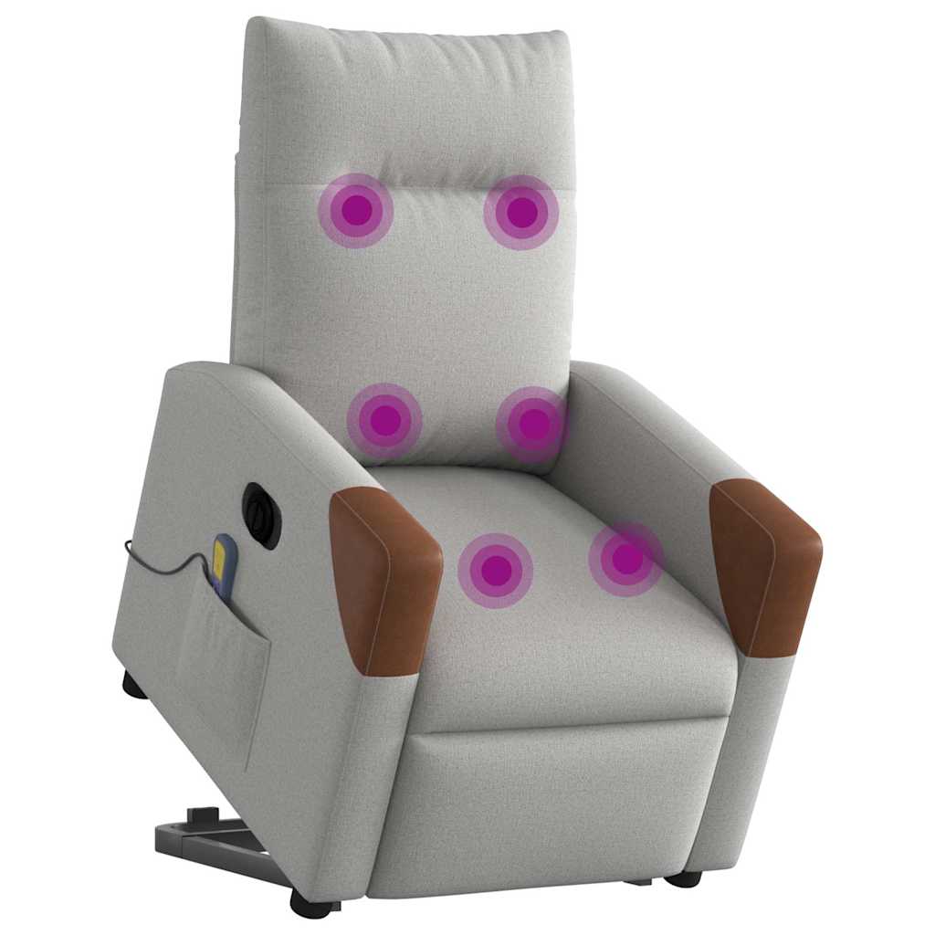 Fauteuil inclinable de massage électrique gris nuage tissu - XIOS