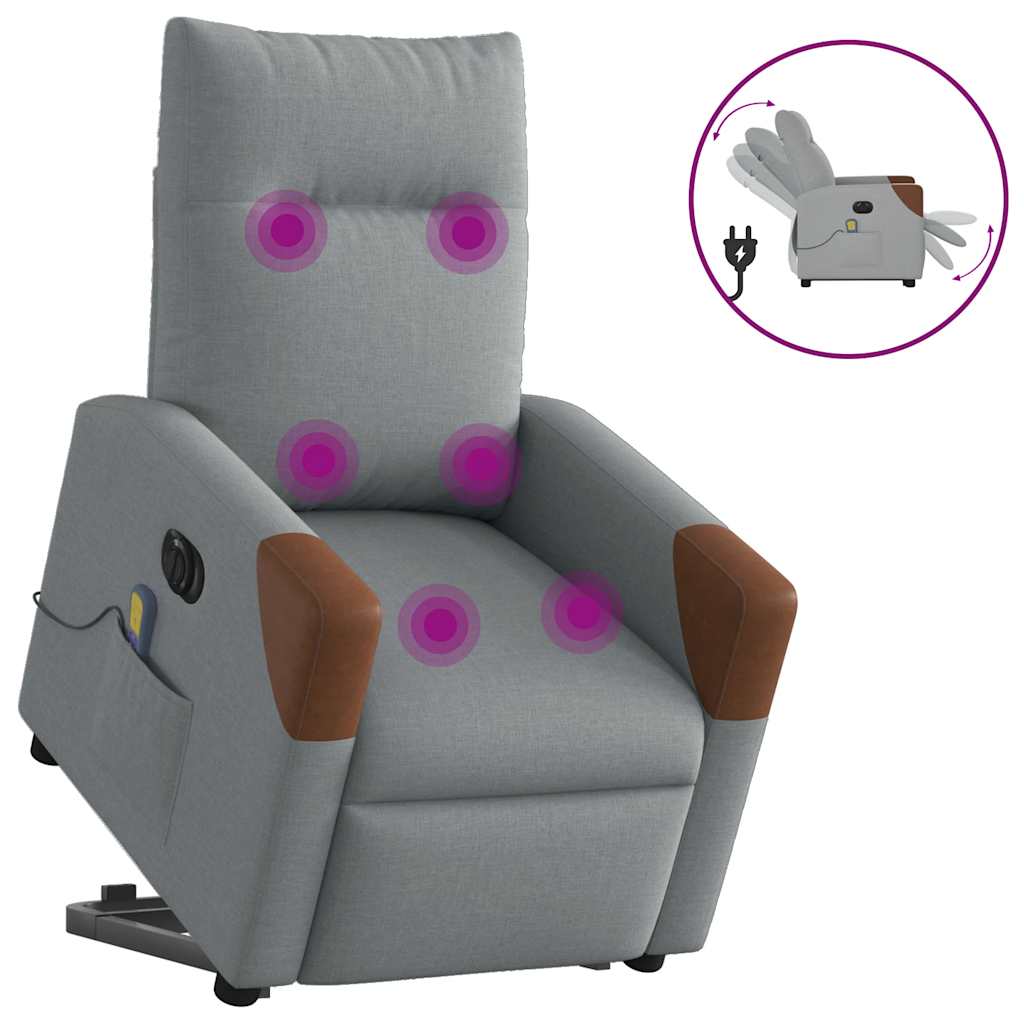 Fauteuil inclinable de massage électrique Gris clair Tissu - XIOS
