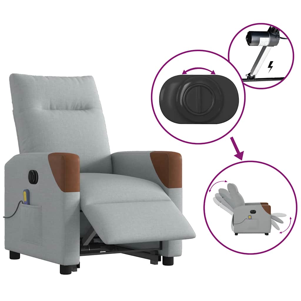 Fauteuil inclinable de massage électrique Gris clair Tissu - XIOS