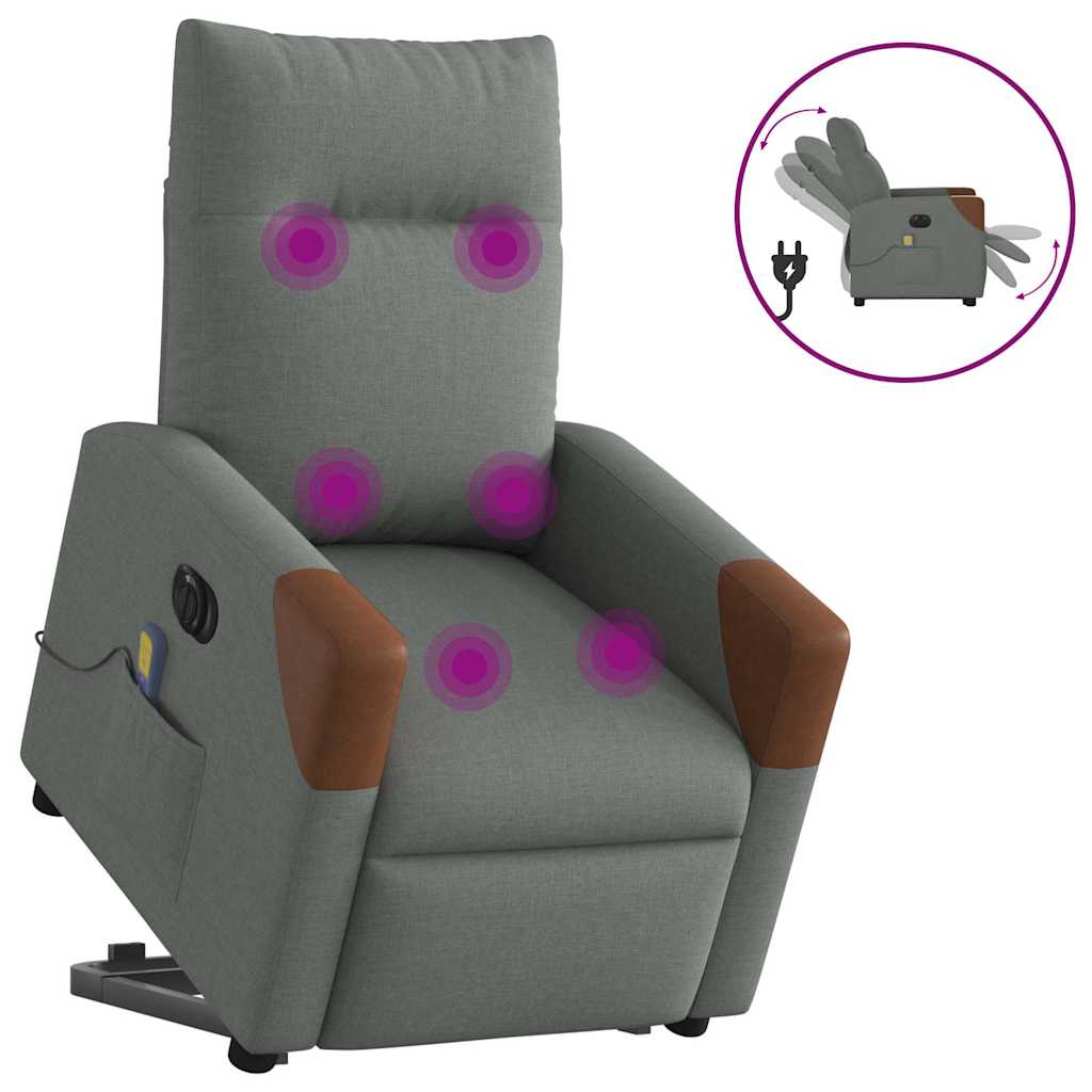 Fauteuil inclinable de massage électrique Gris foncé Tissu - XIOS