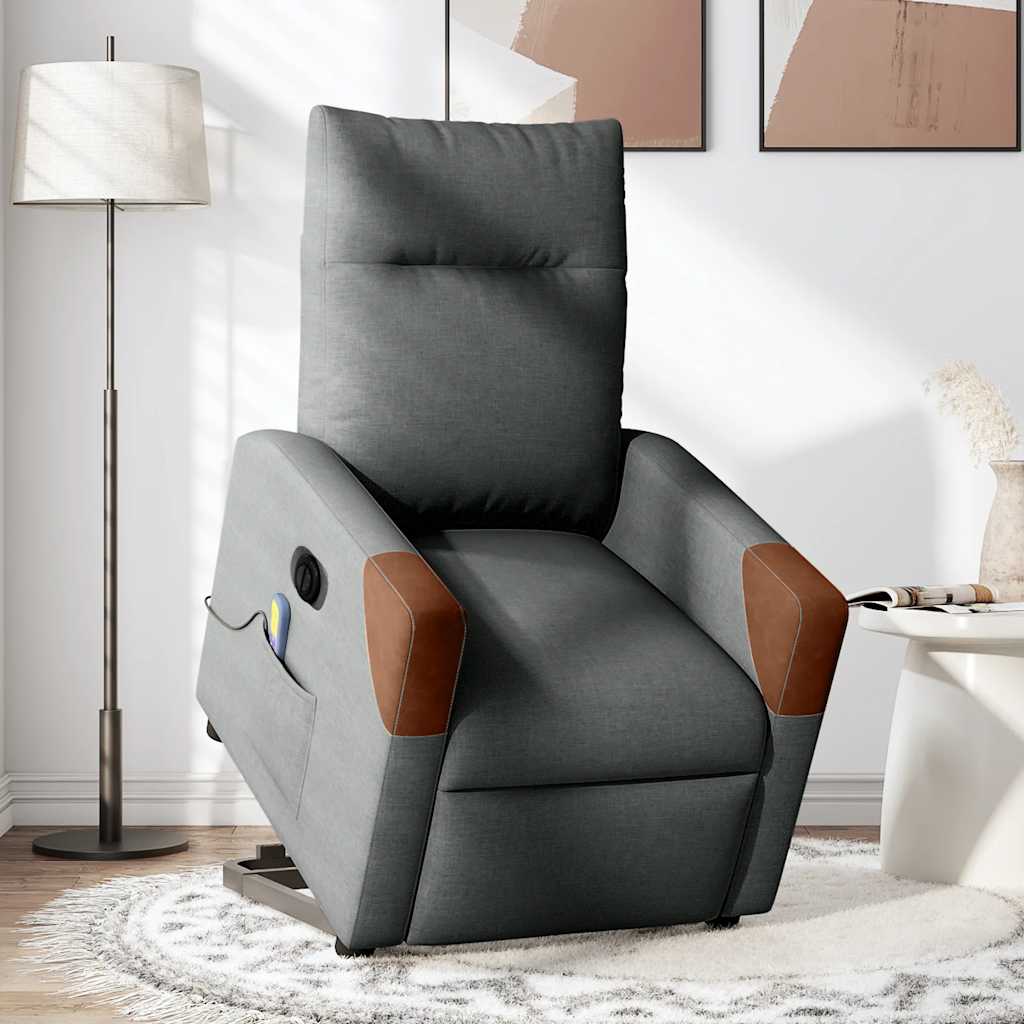 Fauteuil inclinable de massage électrique Gris foncé Tissu - XIOS