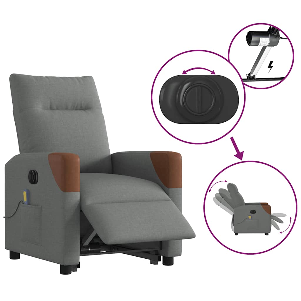 Fauteuil inclinable de massage électrique Gris foncé Tissu - XIOS