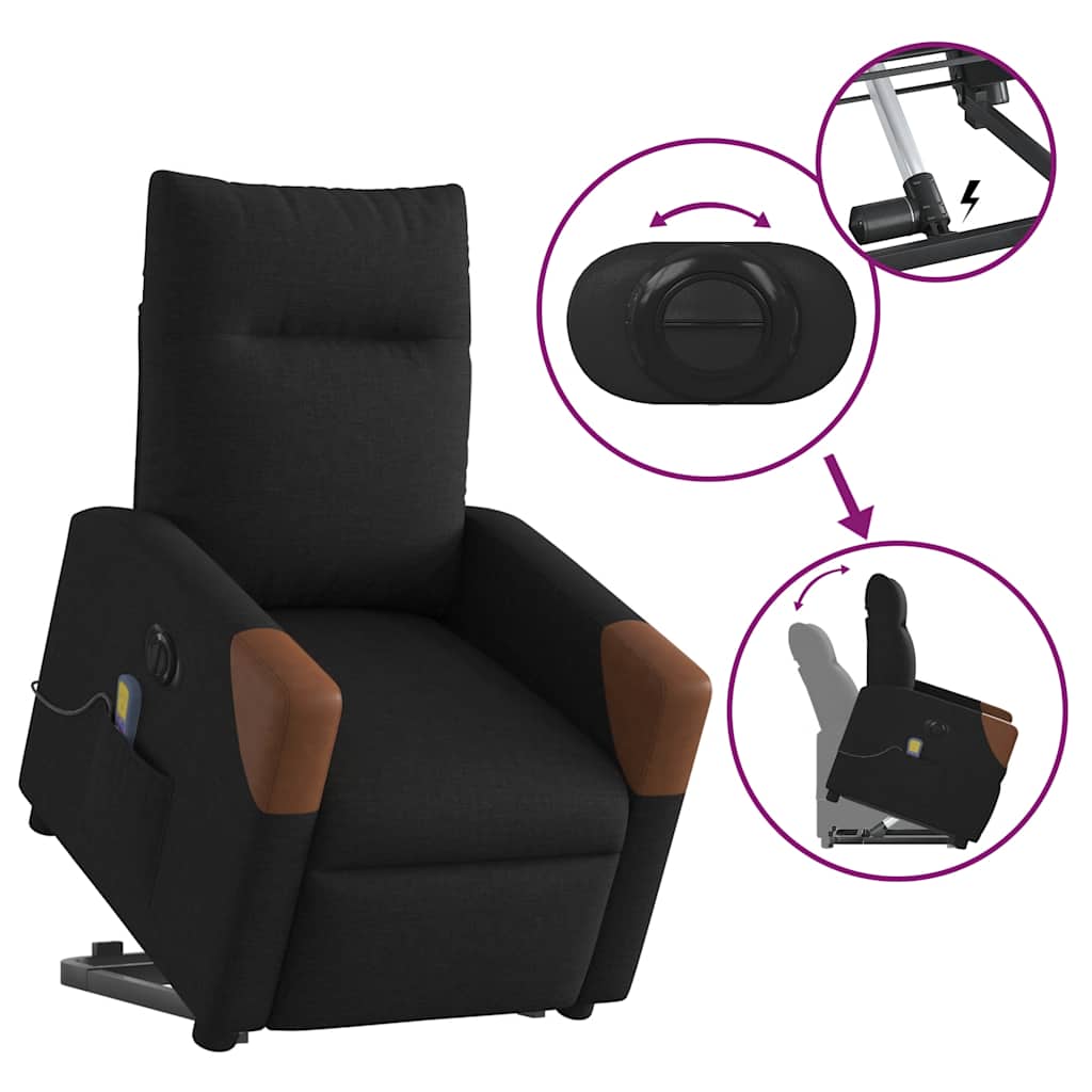 Fauteuil inclinable de massage électrique Noir Tissu - XIOS
