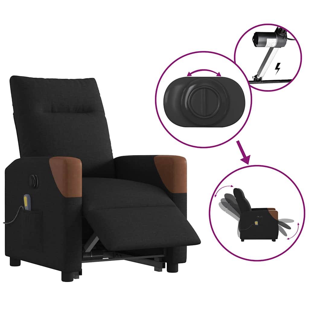 Fauteuil inclinable de massage électrique Noir Tissu - XIOS