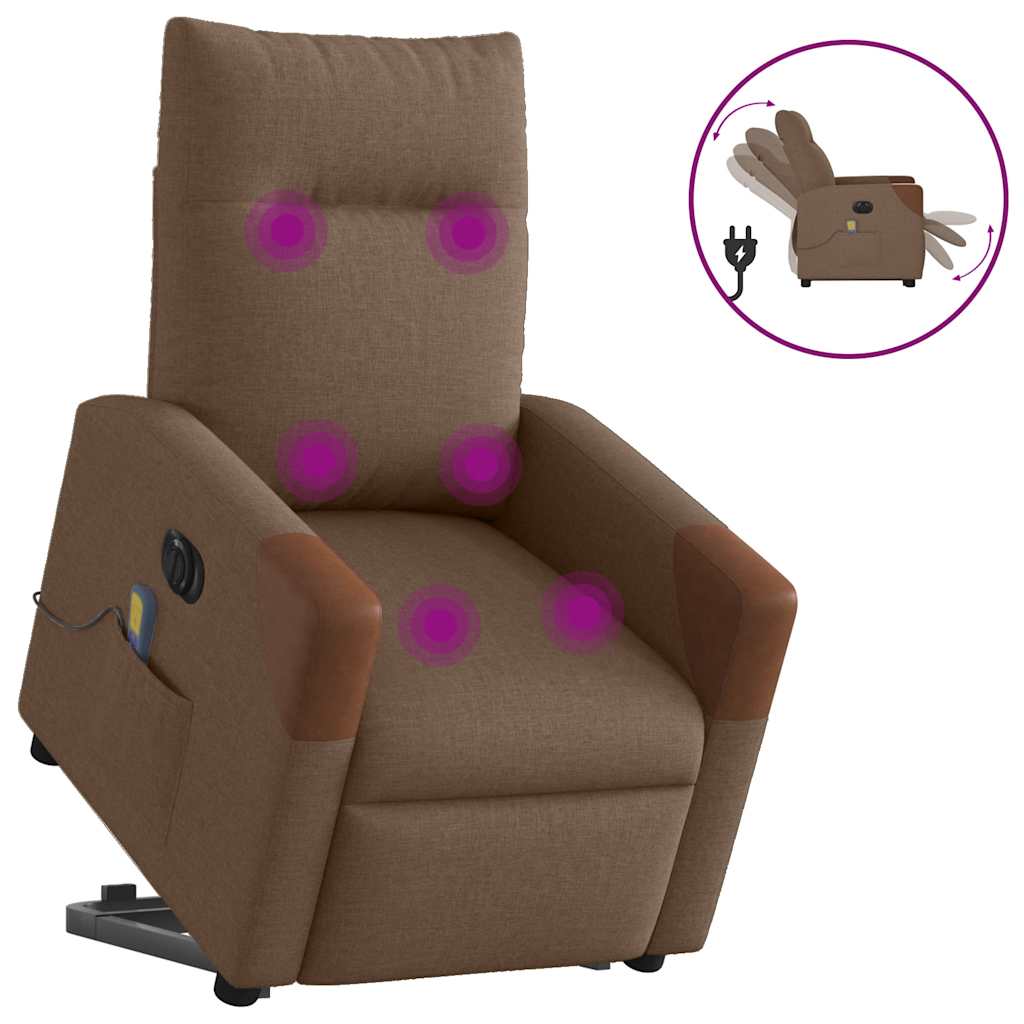 Fauteuil inclinable de massage électrique Marron Tissu - XIOS