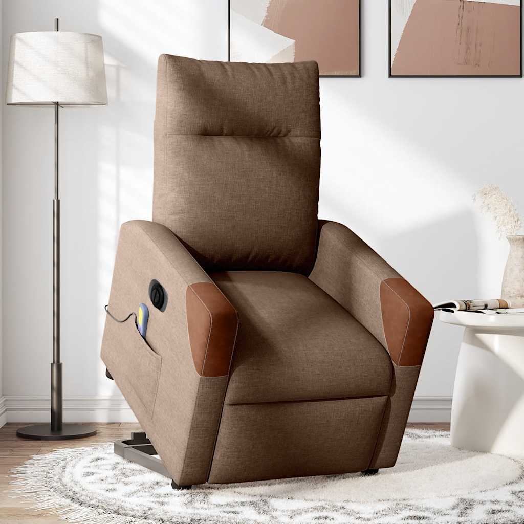Fauteuil inclinable de massage électrique Marron Tissu - XIOS