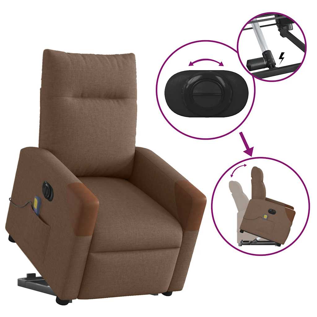 Fauteuil inclinable de massage électrique Marron Tissu - XIOS