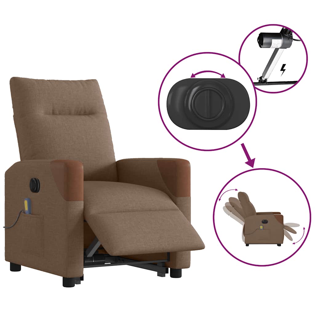 Fauteuil inclinable de massage électrique Marron Tissu - XIOS