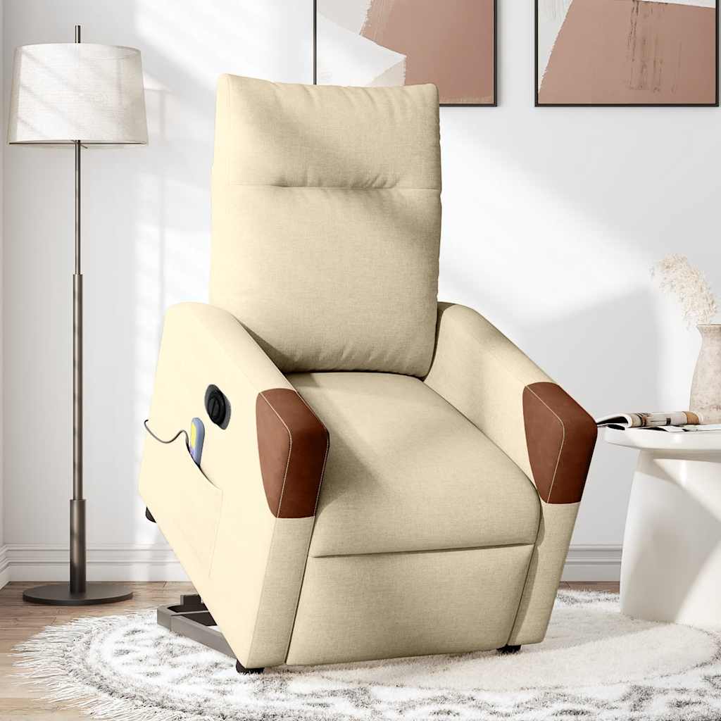 Fauteuil inclinable de massage électrique Crème Tissu - XIOS