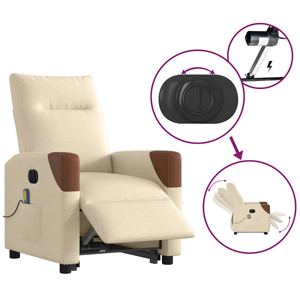 Fauteuil inclinable de massage électrique Crème Tissu - XIOS