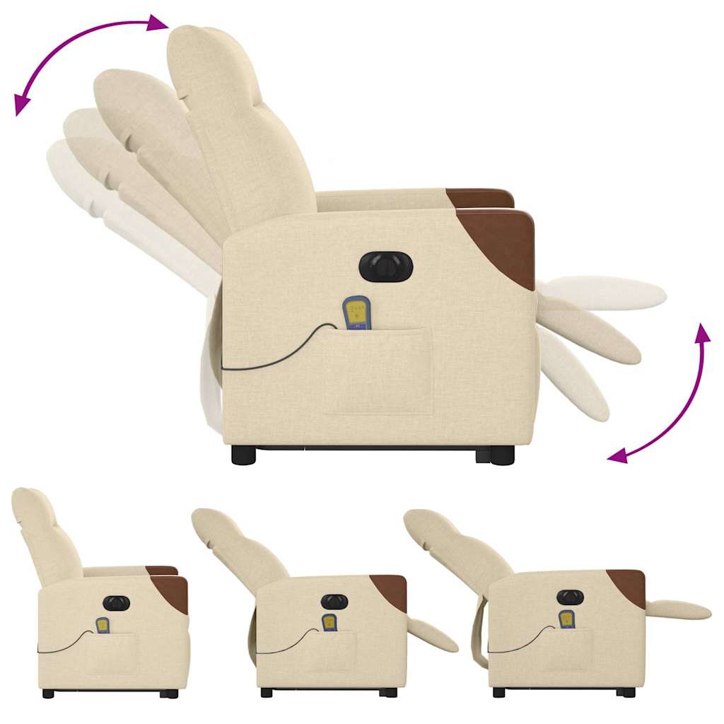 Fauteuil inclinable de massage électrique Crème Tissu - XIOS