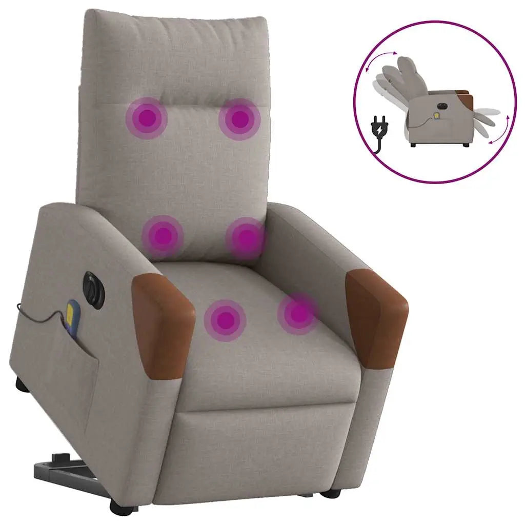 Fauteuil inclinable de massage électrique Taupe Tissu - XIOS