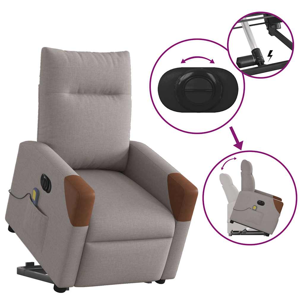 Fauteuil inclinable de massage électrique Taupe Tissu - XIOS