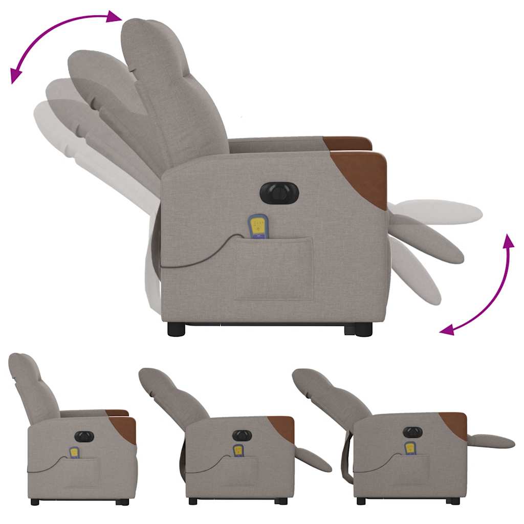 Fauteuil inclinable de massage électrique Taupe Tissu - XIOS