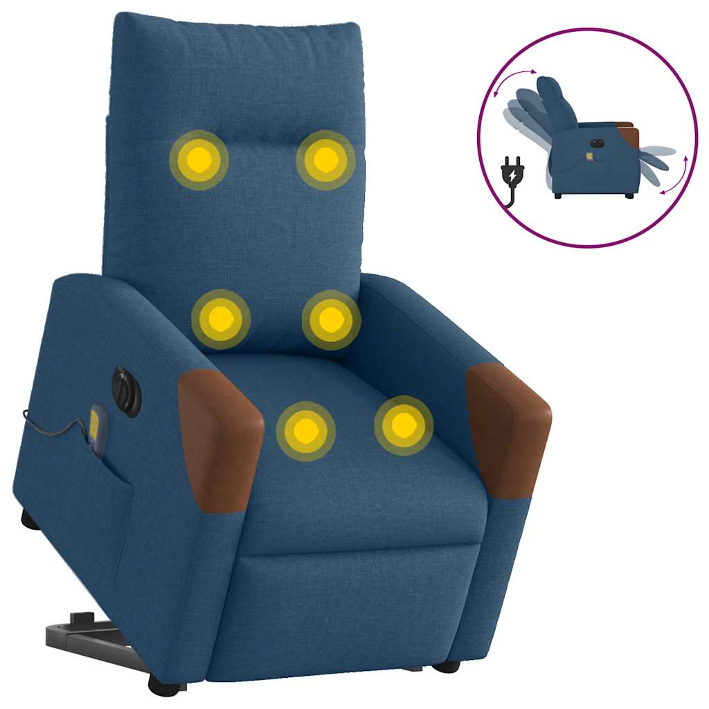 Fauteuil inclinable de massage électrique bleu tissu - XIOS