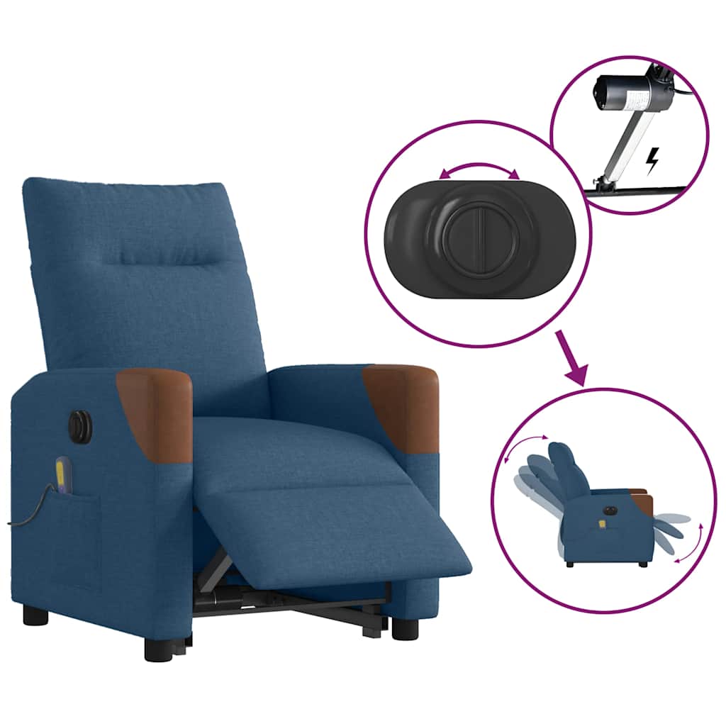 Fauteuil inclinable de massage électrique bleu tissu - XIOS