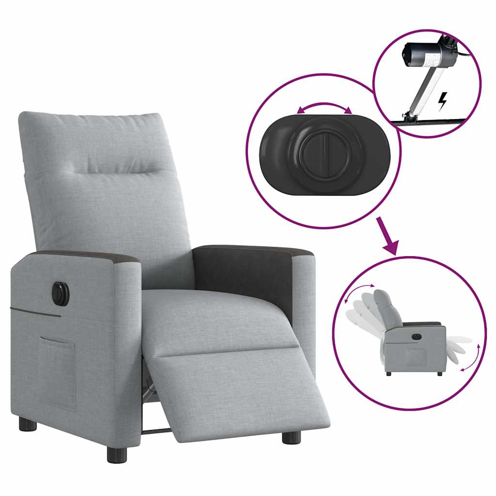 Fauteuil inclinable électrique Gris clair Tissu - XIOS