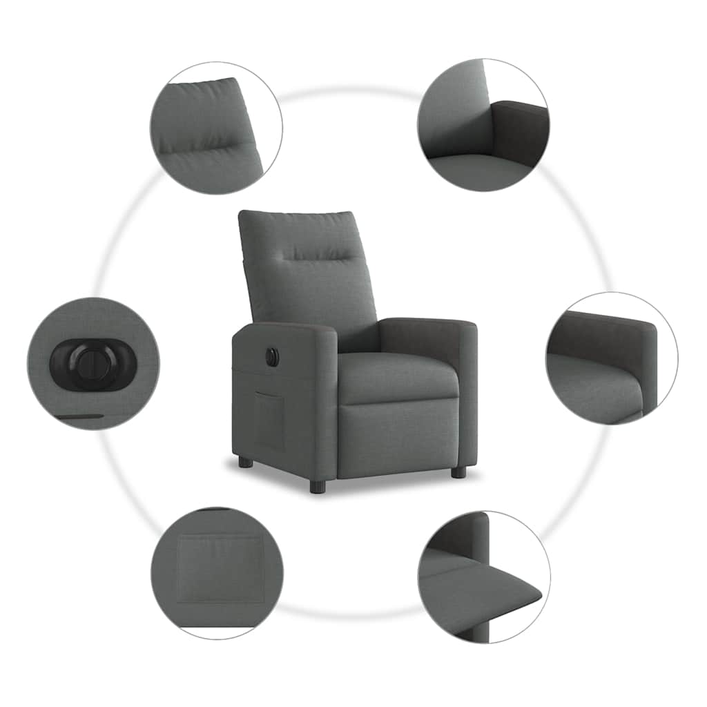 Fauteuil inclinable électrique Gris foncé Tissu - XIOS
