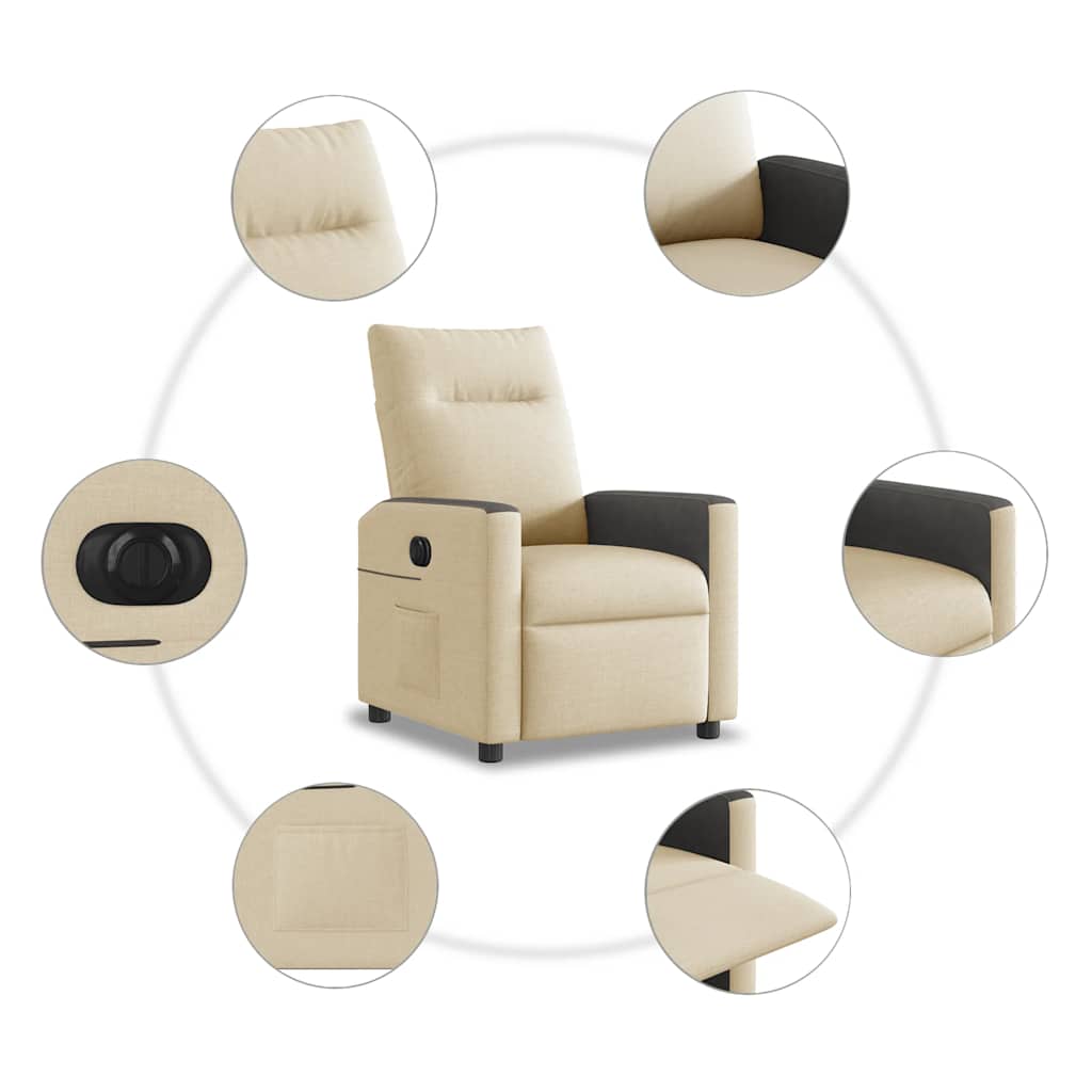 Fauteuil inclinable électrique Crème Tissu - XIOS