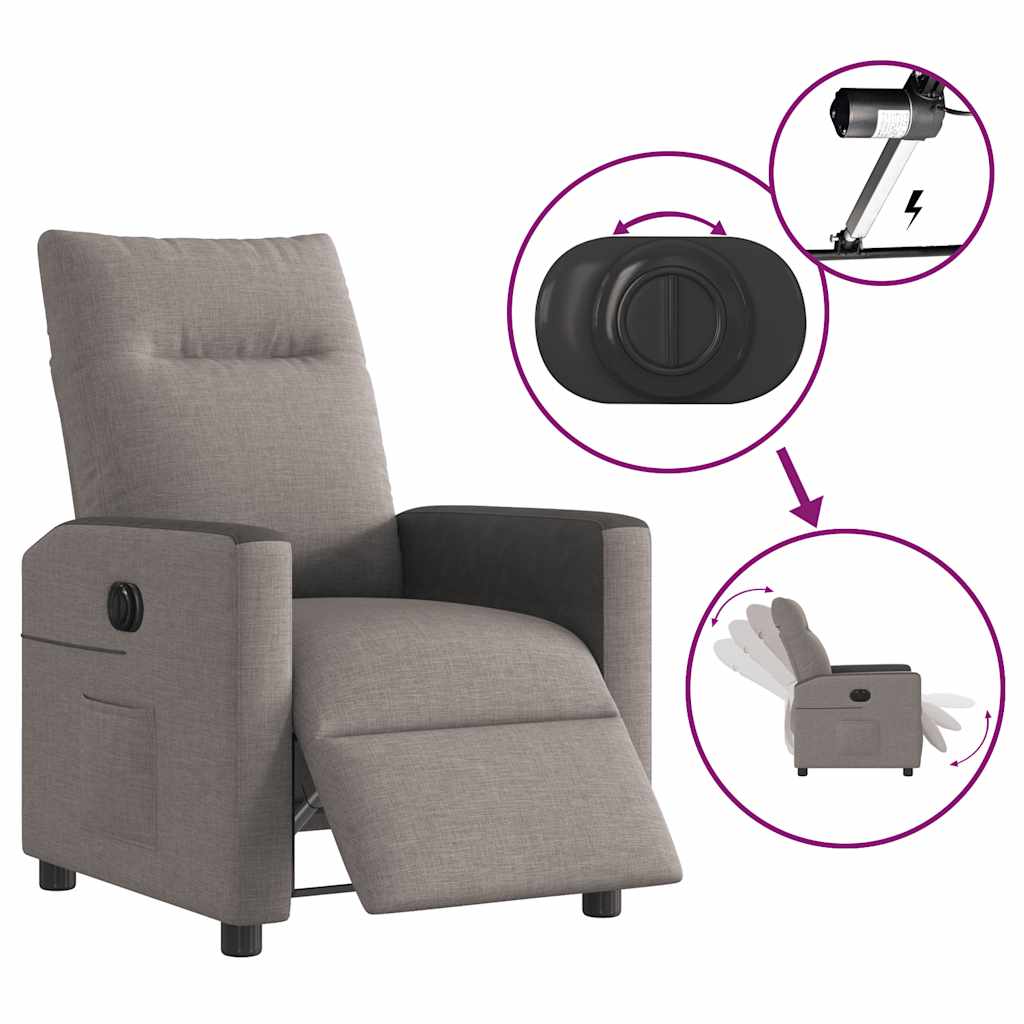 Fauteuil inclinable électrique Taupe Tissu - XIOS