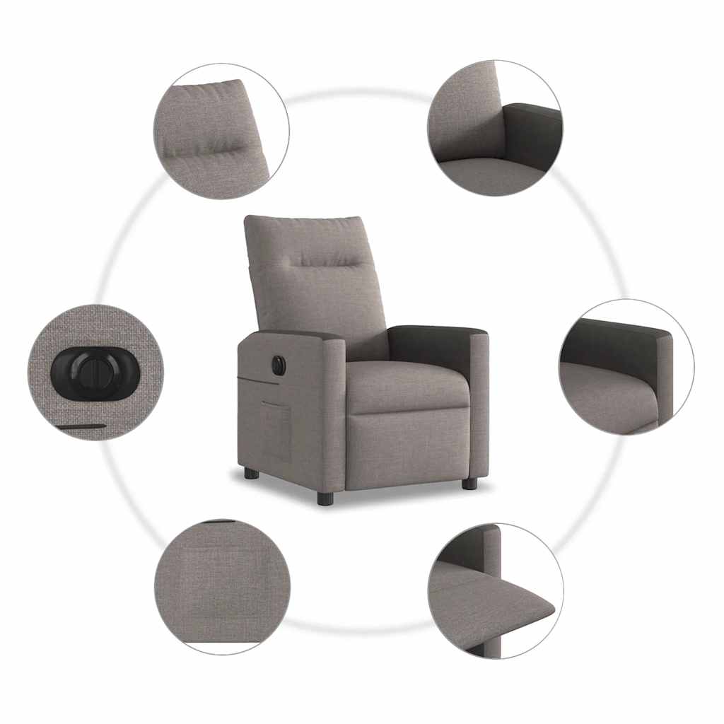 Fauteuil inclinable électrique Taupe Tissu - XIOS