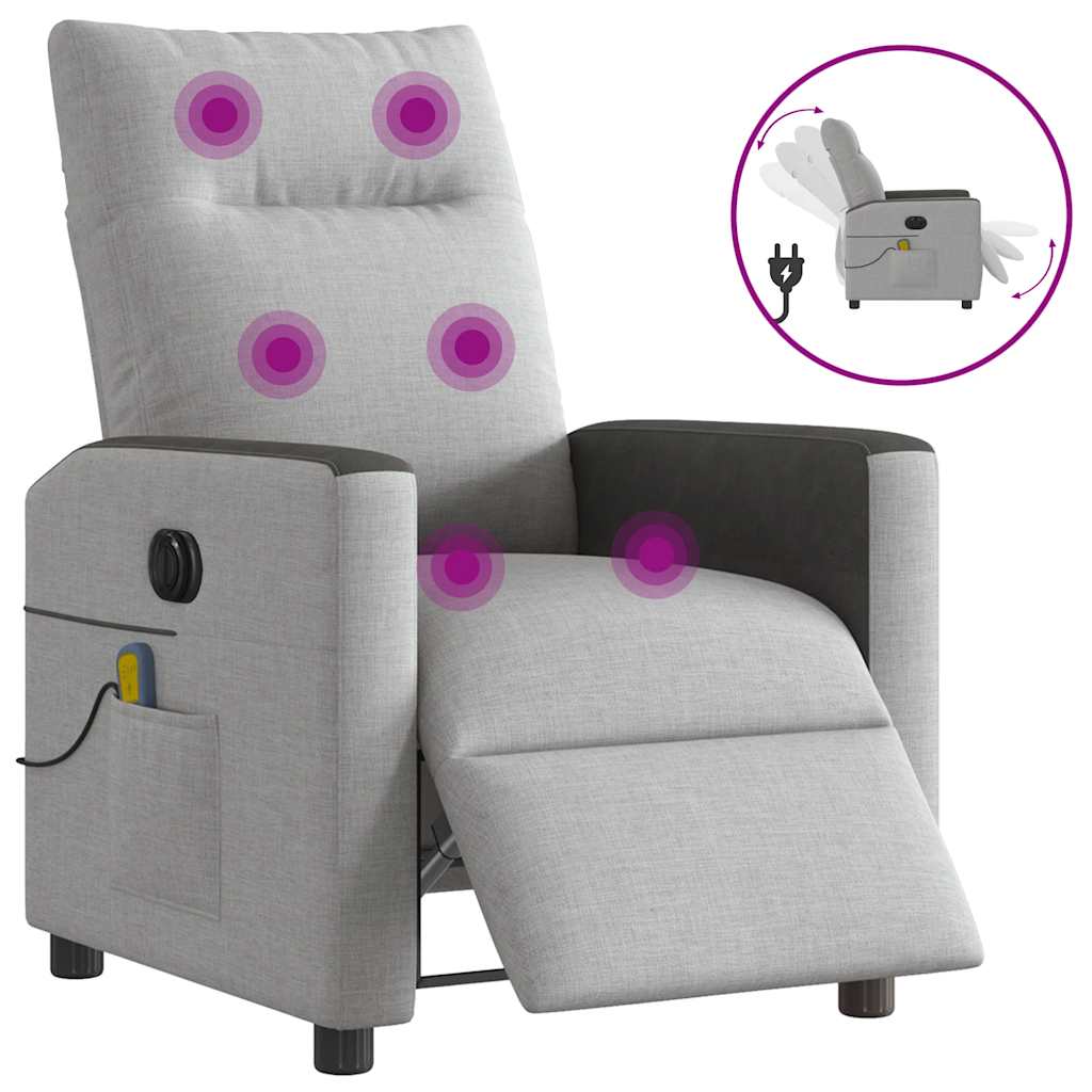 Fauteuil de massage inclinable électrique gris nuage tissu - XIOS