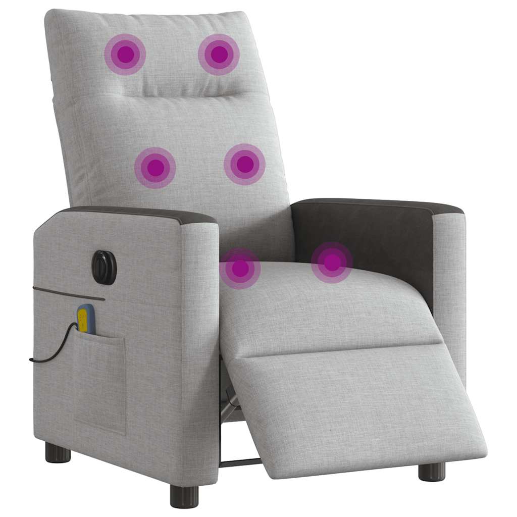 Fauteuil de massage inclinable électrique gris nuage tissu - XIOS